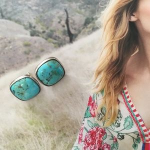 Double D Ranch Arizona Turquoise & Sterling Silver Square Earrings are NWOT!